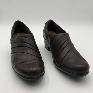 Clarks Collection Pumps Shoes Womens Size 9.5 M Brown‎ Leather Slip On 26113499